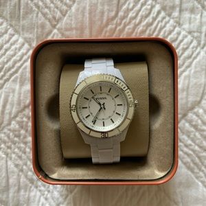 Women’s white Fossil watch